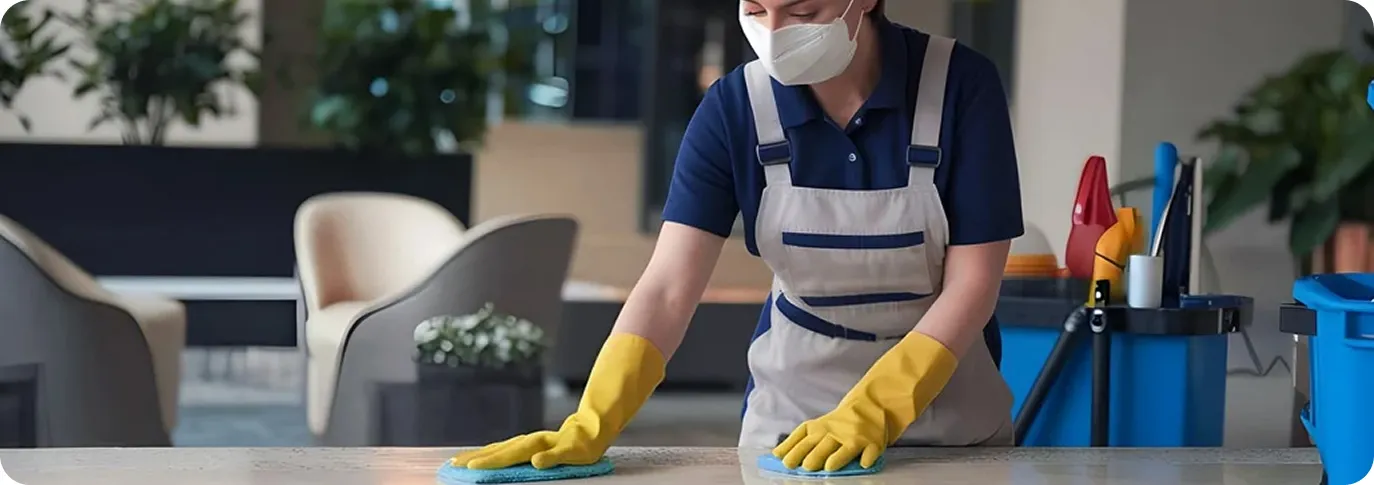 City Clean girl clean a table